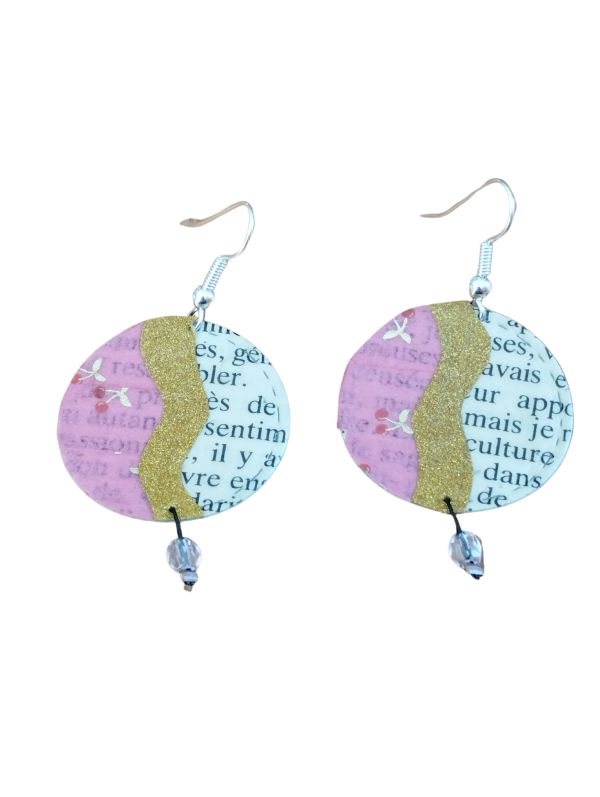 Boucles d’oreilles en papier recyclé- Fragment de poésie
