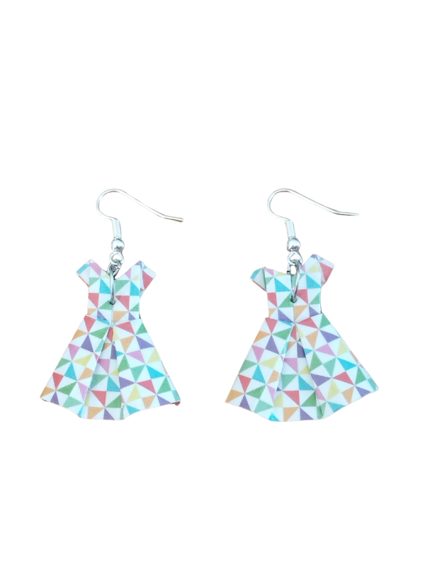 Boucles d’oreilles origami colorées - Robe d'été en fête