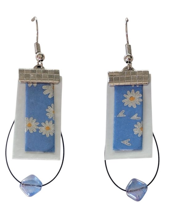 Boucles d'oreilles soleil d'azur- papier bleu